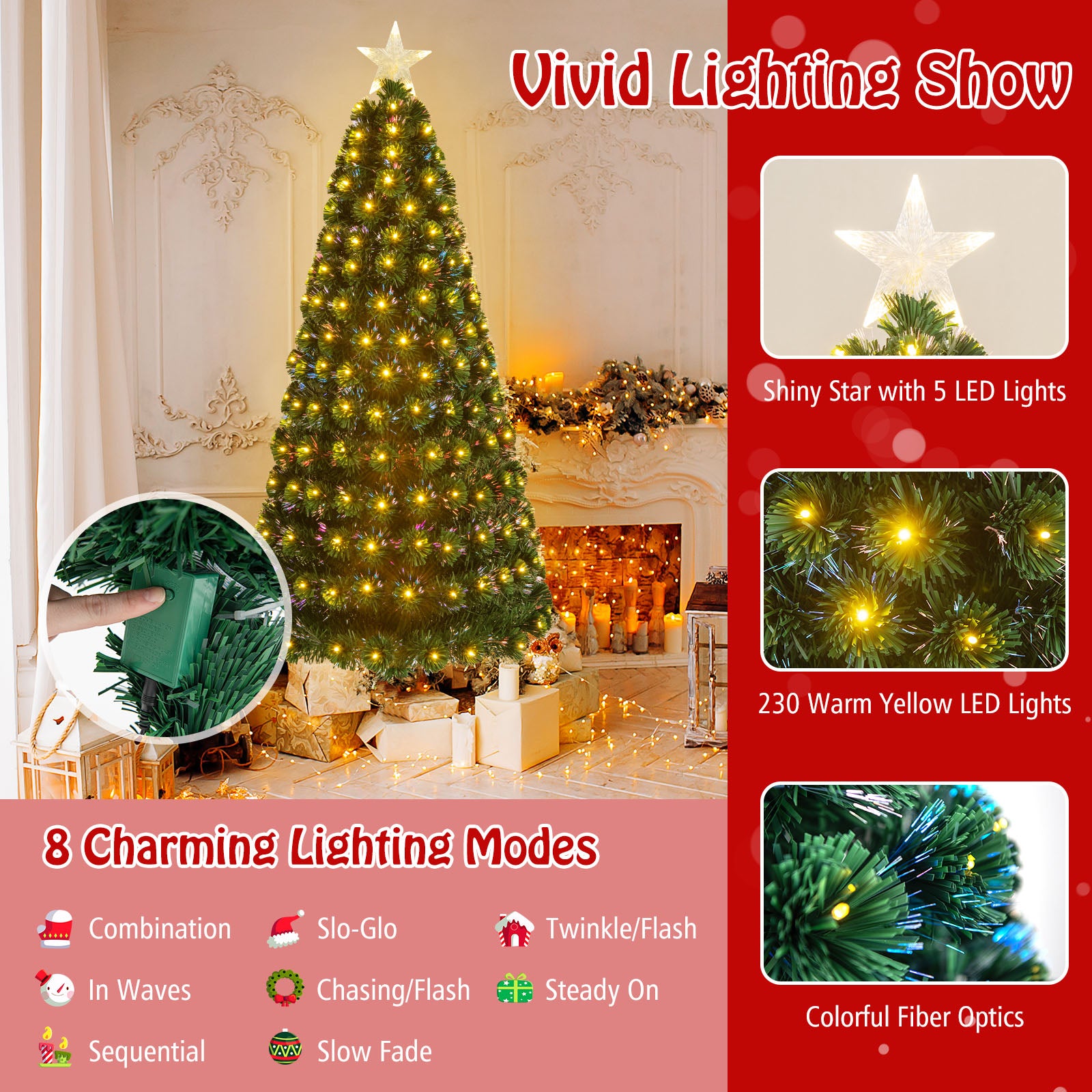 150 CM/180 CM Christmas Tree with PVC Branch Tips and LED Lights-180 cm