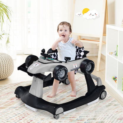 4-in-1 Baby Push Walker with Adjustable Height and Speed-Grey