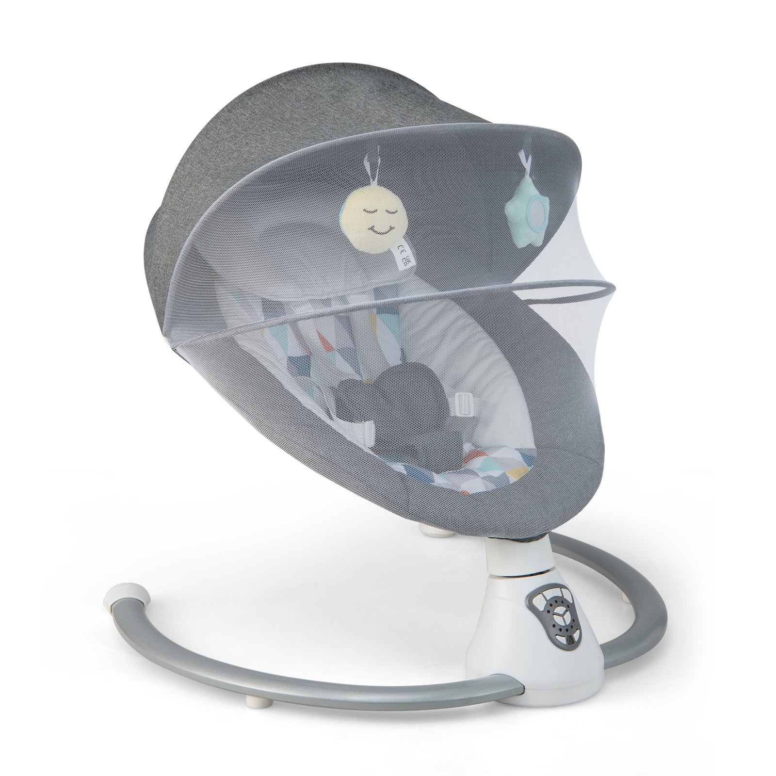 Baby Bouncer with 5 Swing Speeds and Built-in 17 Music for Newborn-Grey