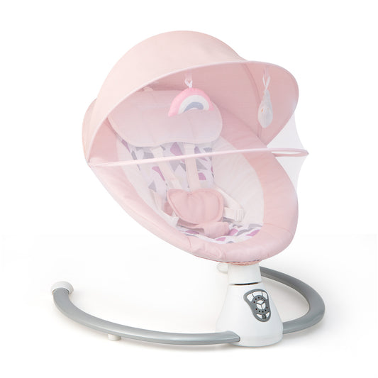 Baby Bouncer with 5 Swing Speeds and Built-in 17 Music for Newborn-Pink