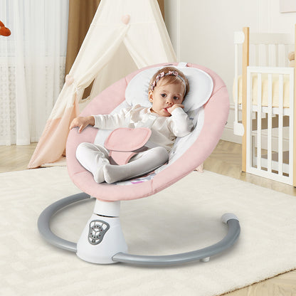 Baby Bouncer with 5 Swing Speeds and Built-in 17 Music for Newborn-Pink