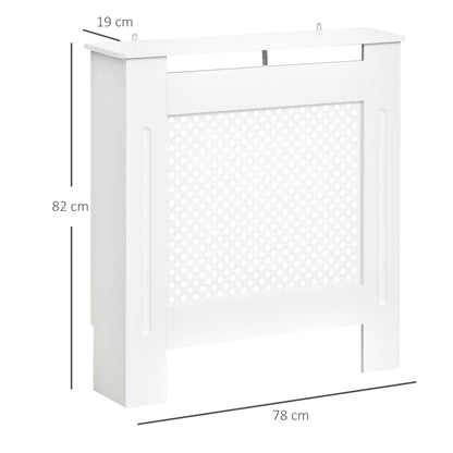 HOMCOM Wooden Radiator Cover Heating Cabinet Modern Home Furniture Grill Style Diamond Design White Painted (Small)