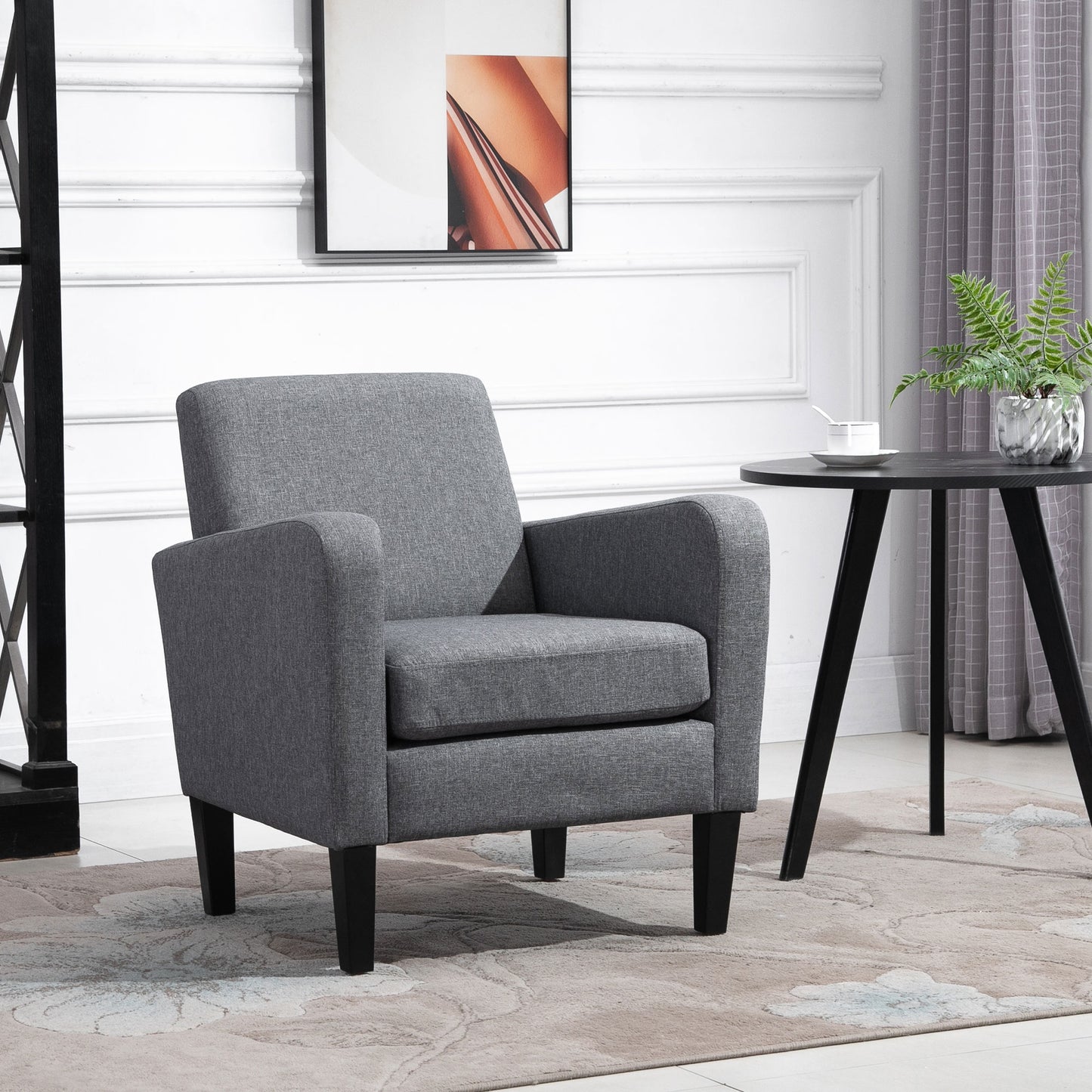 HOMCOM Linen Single Armchair, with Padded Seat - Grey