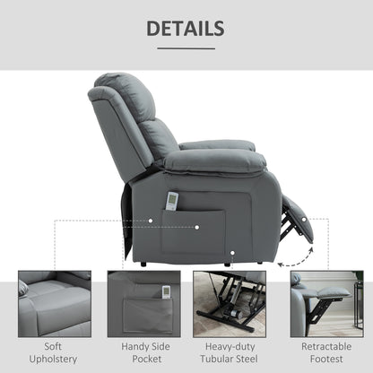 HOMCOM Electric Power Lift Recliner Chair Vibration Massage Reclining Chair with Remote Control and Side Pocket, Grey