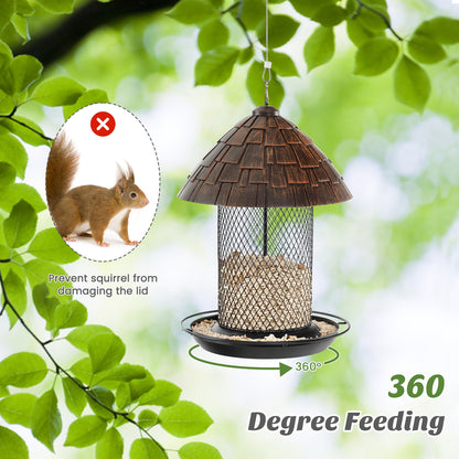 Bird Feeder for Outdoor Hanging with Perch Drain Holes and Hook