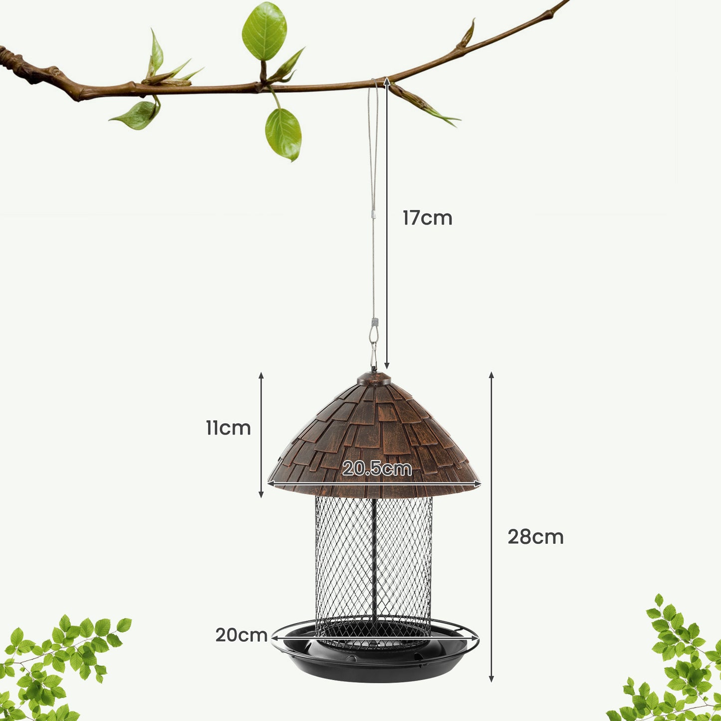 Bird Feeder for Outdoor Hanging with Perch Drain Holes and Hook