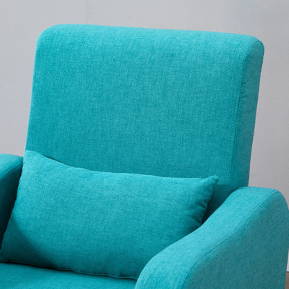 HOMCOM Accent Chair, Linen-Touch Armchair, Upholstered Leisure Lounge Sofa, Club Chair with Wooden Frame, Teal