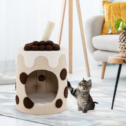 Bubble Tea Cat Tree Tower with Scratching Post-Coffee