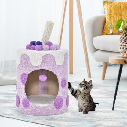 Bubble Tea Cat Tree Tower with Scratching Post-Purple