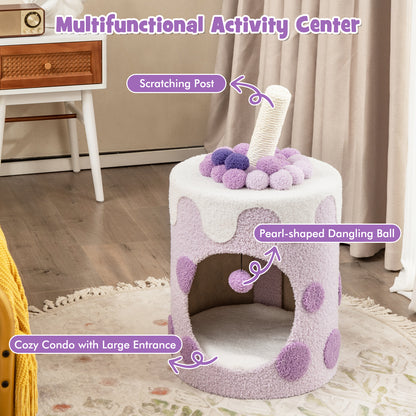 Bubble Tea Cat Tree Tower with Scratching Post-Purple