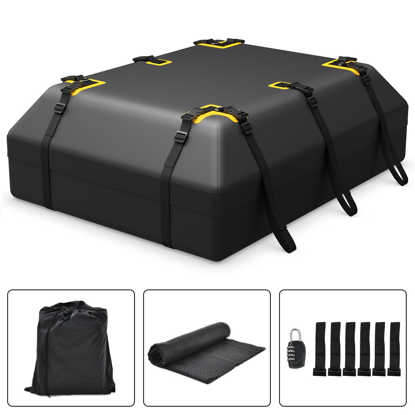 600L Car Roof Bag for All Vehicles with/without Racks-Black