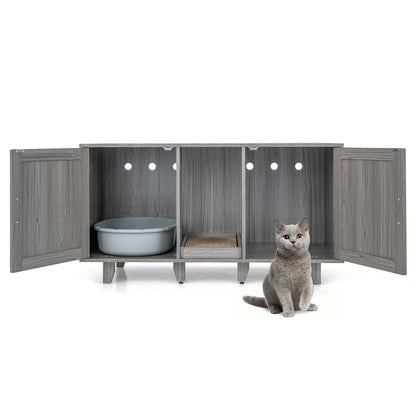 Cat Litter Box Enclosure with Scratching Board-Dark Grey