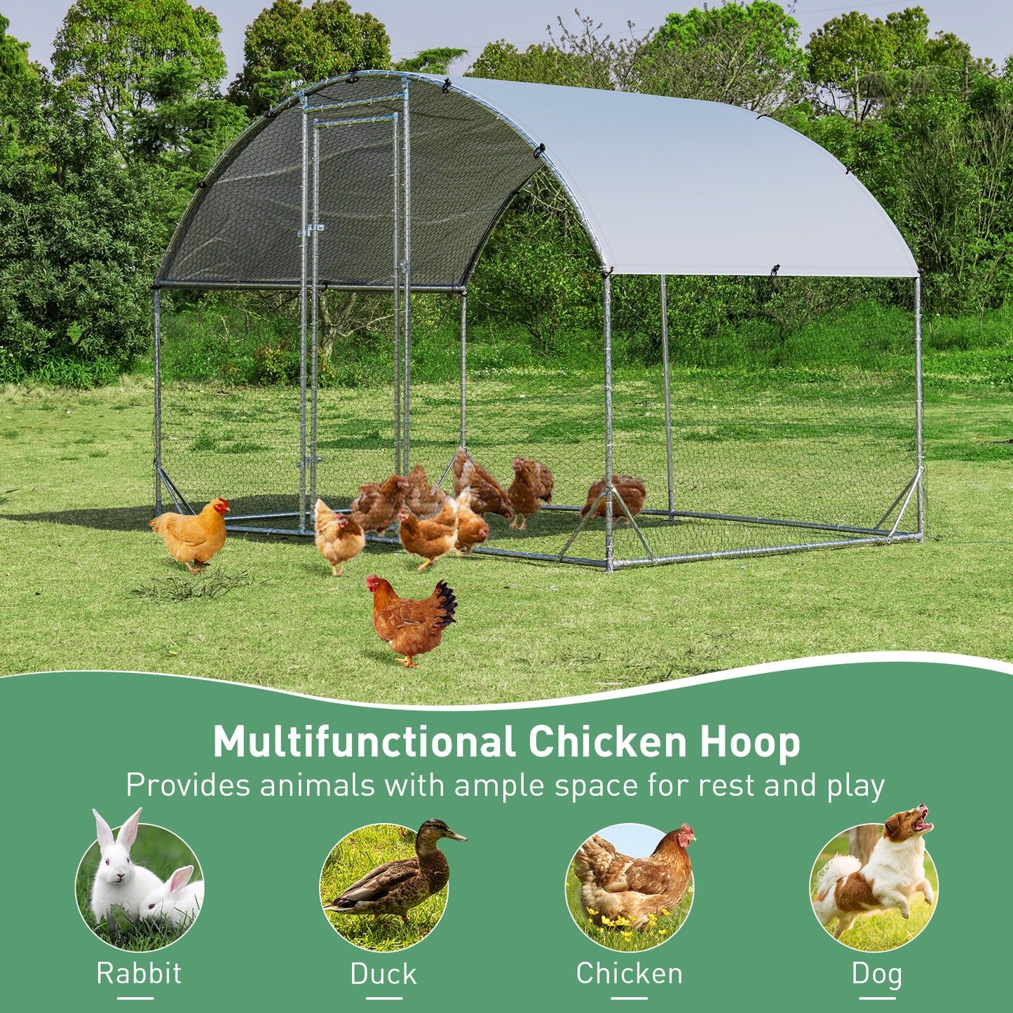 Chicken Coop with Waterproof and Sun-protective Cover for Backyard, Farm-S