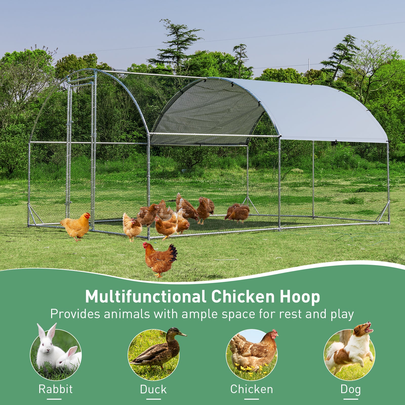 Chicken Coop with Waterproof and Sun-protective Cover for Backyard, Farm-M