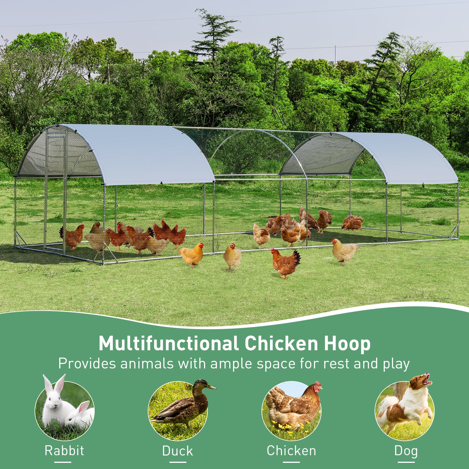 Chicken Coop with Waterproof and Sun-protective Cover for Backyard, Farm-XL