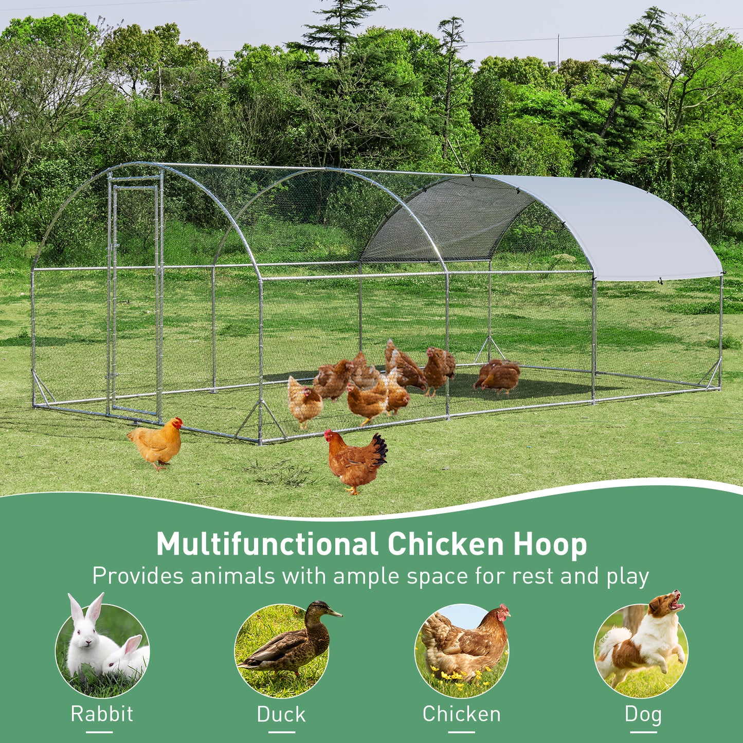 Chicken Coop with Waterproof and Sun-protective Cover for Backyard, Farm-L