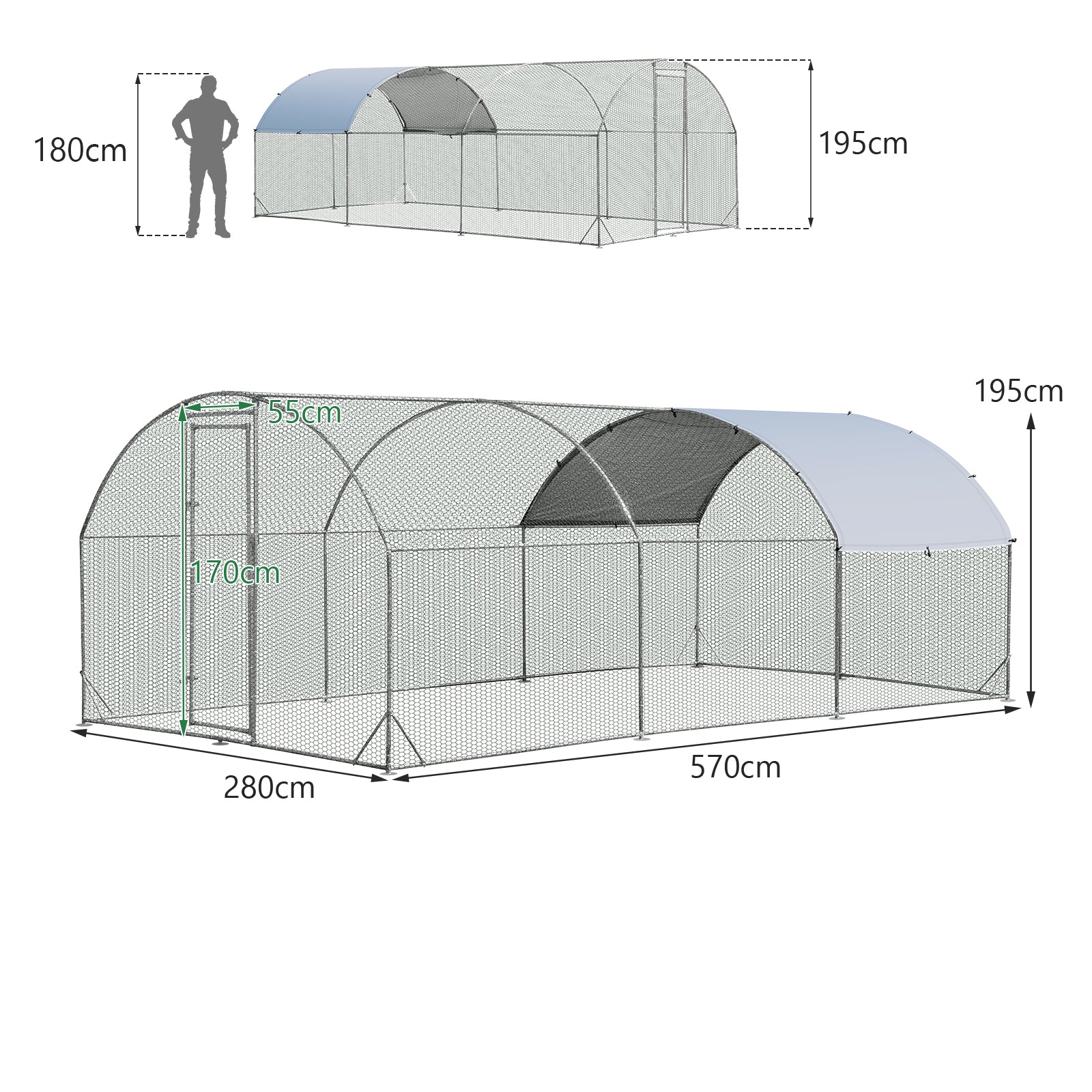 Chicken Coop with Waterproof and Sun-protective Cover for Backyard, Farm-L