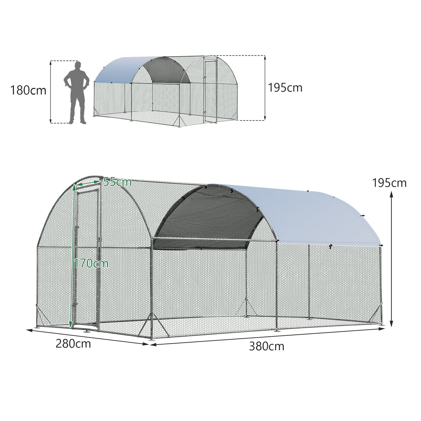 Chicken Coop with Waterproof and Sun-protective Cover for Backyard, Farm-M