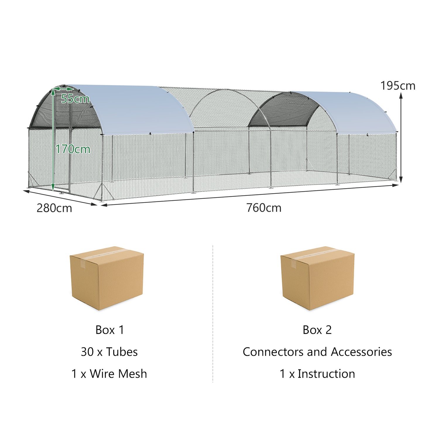 Chicken Coop with Waterproof and Sun-protective Cover for Backyard, Farm-XL