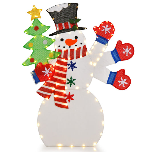 Christmas Snowman Decoration with Waving Hand and 140 LED Lights