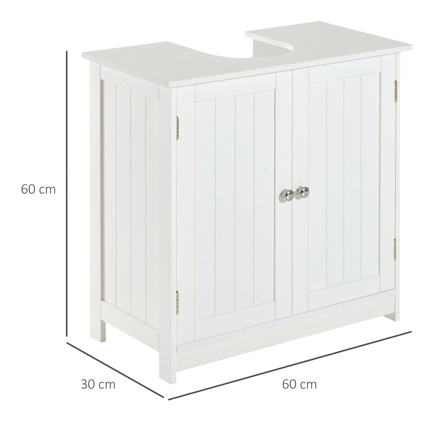 HOMCOM Under Sink Bathroom Storage Cabinet 2 Layers Vanity Unit Wooden - White