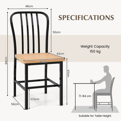 Kitchen Dining Chair Set of 2 with Ergonomic Seat and Footrest-Black