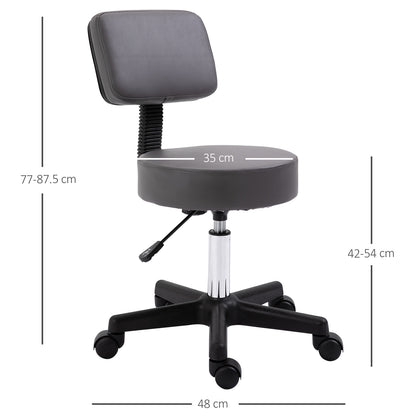 HOMCOM Beautician's Swivel Salon Chair w/ Padded Seat Back 5 Wheels Adjustable Height Salon Hairdressers Tattoo Spa Rolling Cushion Professional Grey