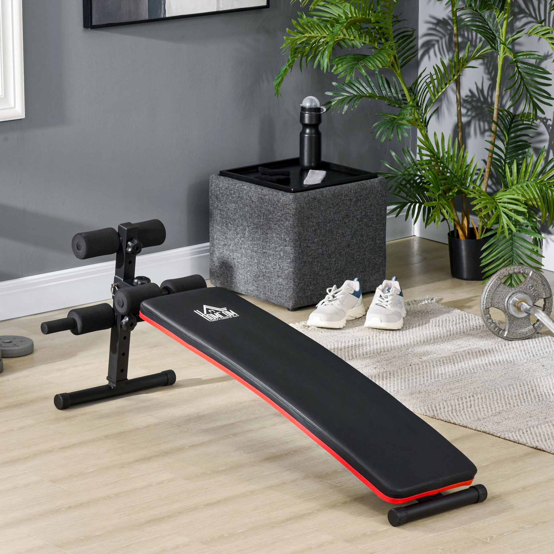 HOMCOM Steel Foldable Home Sit-Up Bench Red/Black