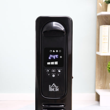 HOMCOM 2720W Digital Display Oil Filled Radiator 11Fin Portable Electric Heater w/ Built-in Timer Three Heat settings Safety switch Remote Control