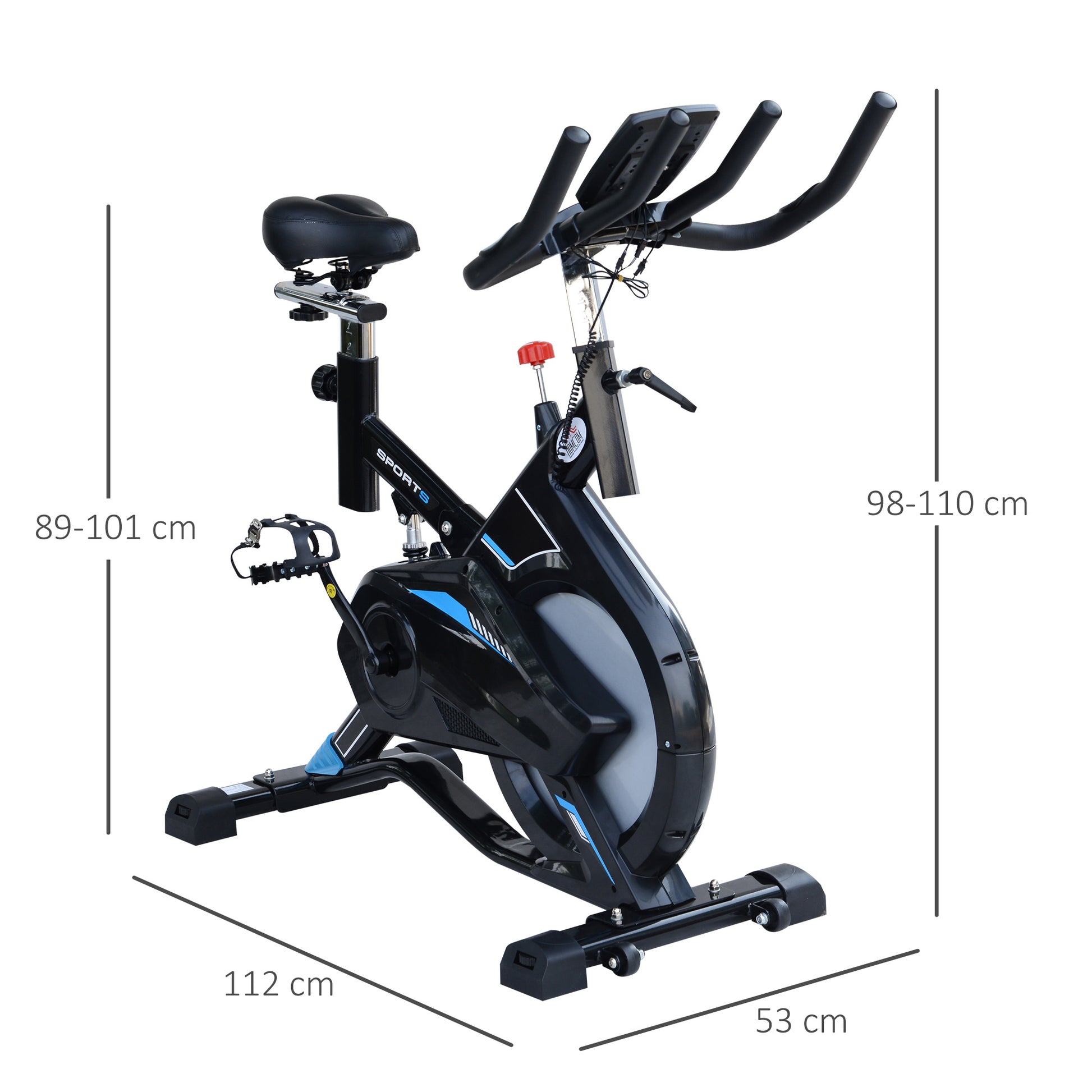 HOMCOM Stationary Exercise Bike w/ iPad Holder, LCD Monitor, Comfortable Seat, Indoor Cycling Training Bike, 13KG Flywheel,  Home Office, Black