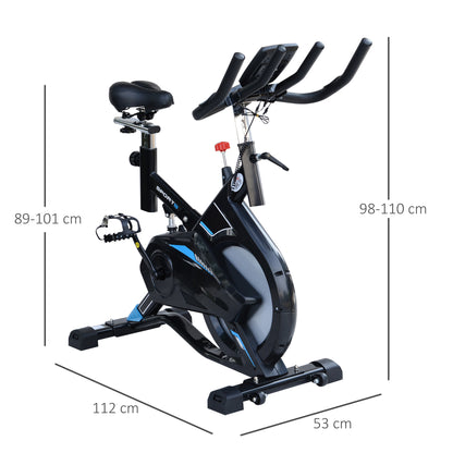 HOMCOM Stationary Exercise Bike w/ iPad Holder, LCD Monitor, Comfortable Seat, Indoor Cycling Training Bike, 13KG Flywheel,  Home Office, Black