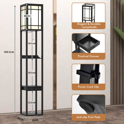 3-Layers Tall Free-standing Light with 2 USB Charging Ports