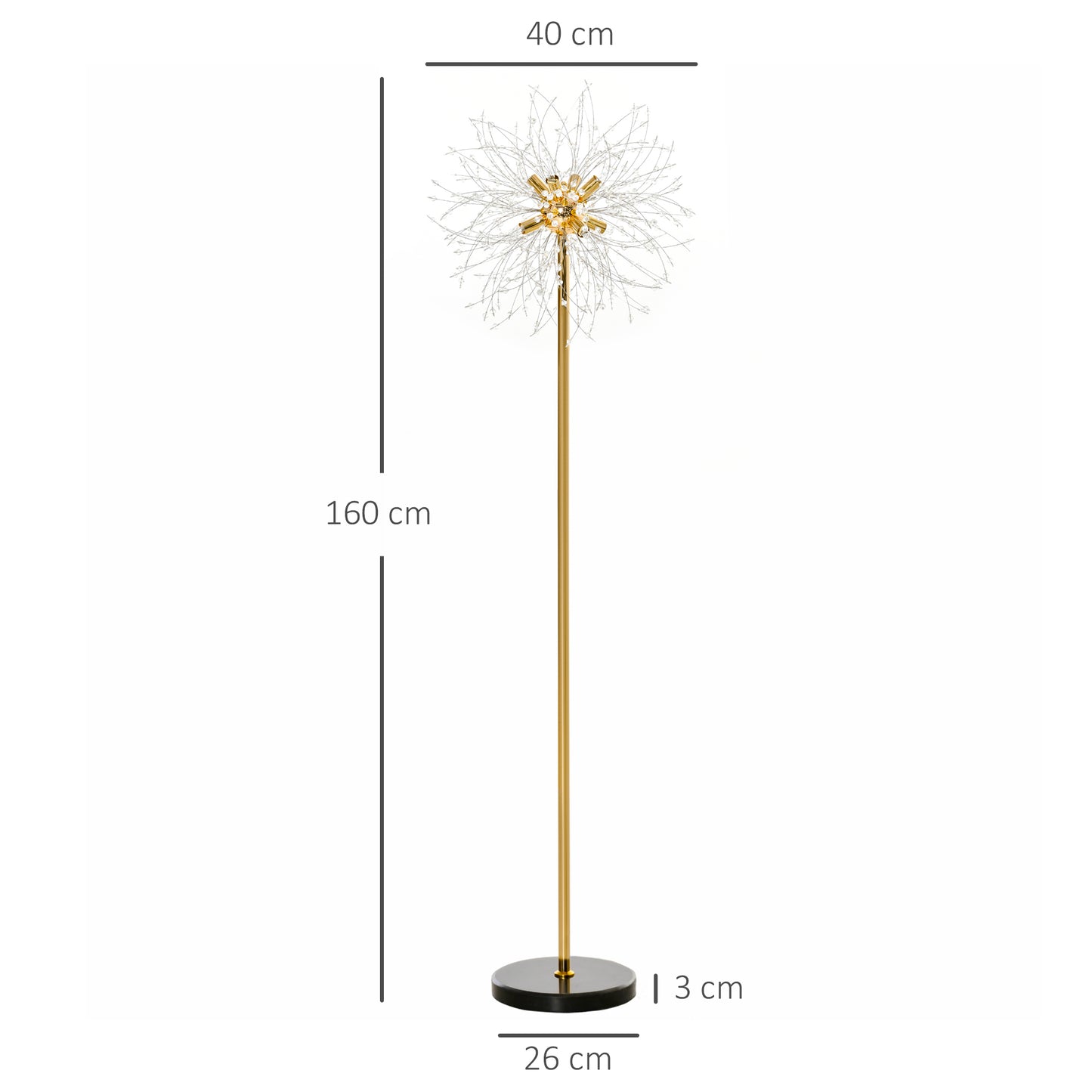 HOMCOM Modern Floor Lamp, Tall Standing Lamp with Dandelion-like Lampshade for Living Room