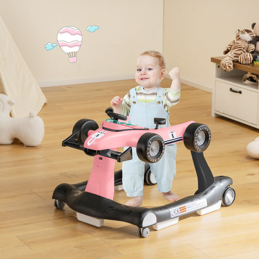 4-in-1 Baby Push Walker with Adjustable Height and Speed-Light Pink