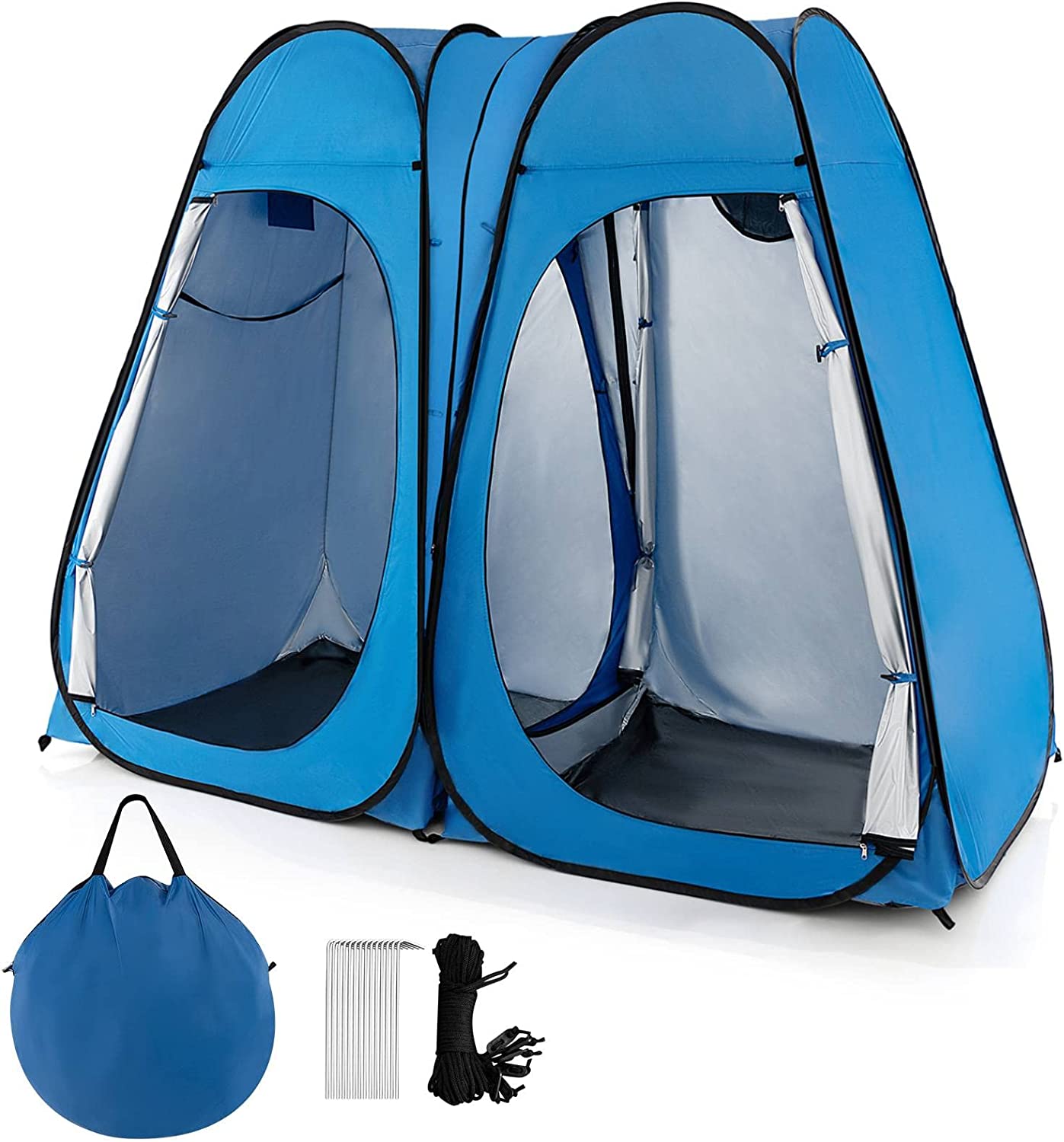 Double-Room Pop Up Shower Tent with Carry Bag