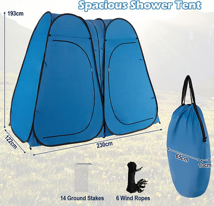 Double-Room Pop Up Shower Tent with Carry Bag