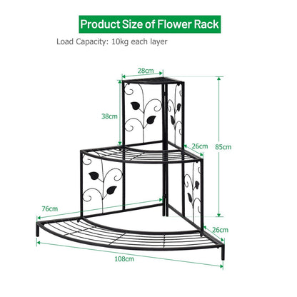 3-Tier Multifunctional Metal Plant Stand for Indoor Outdoor Use