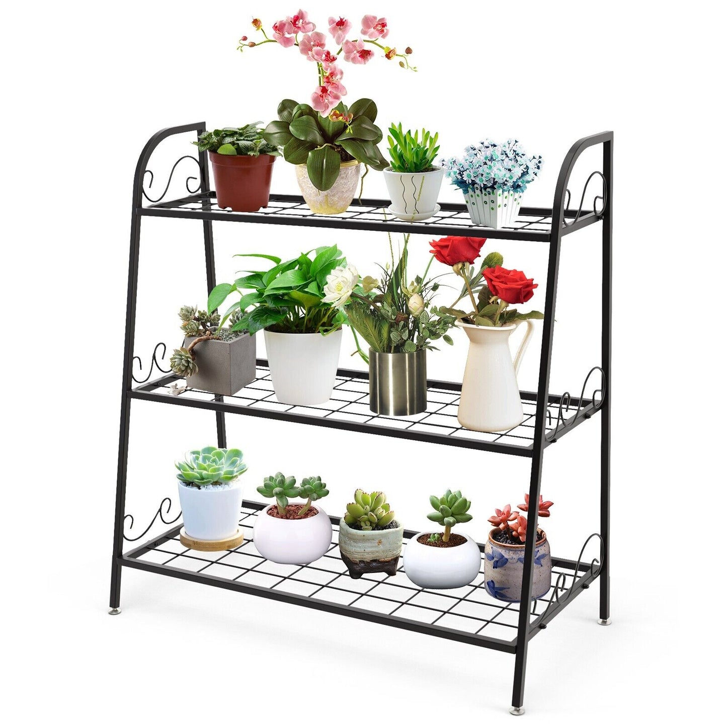 3-tier Metal Plant Stand Shelf Display Rack for Plants Shoes