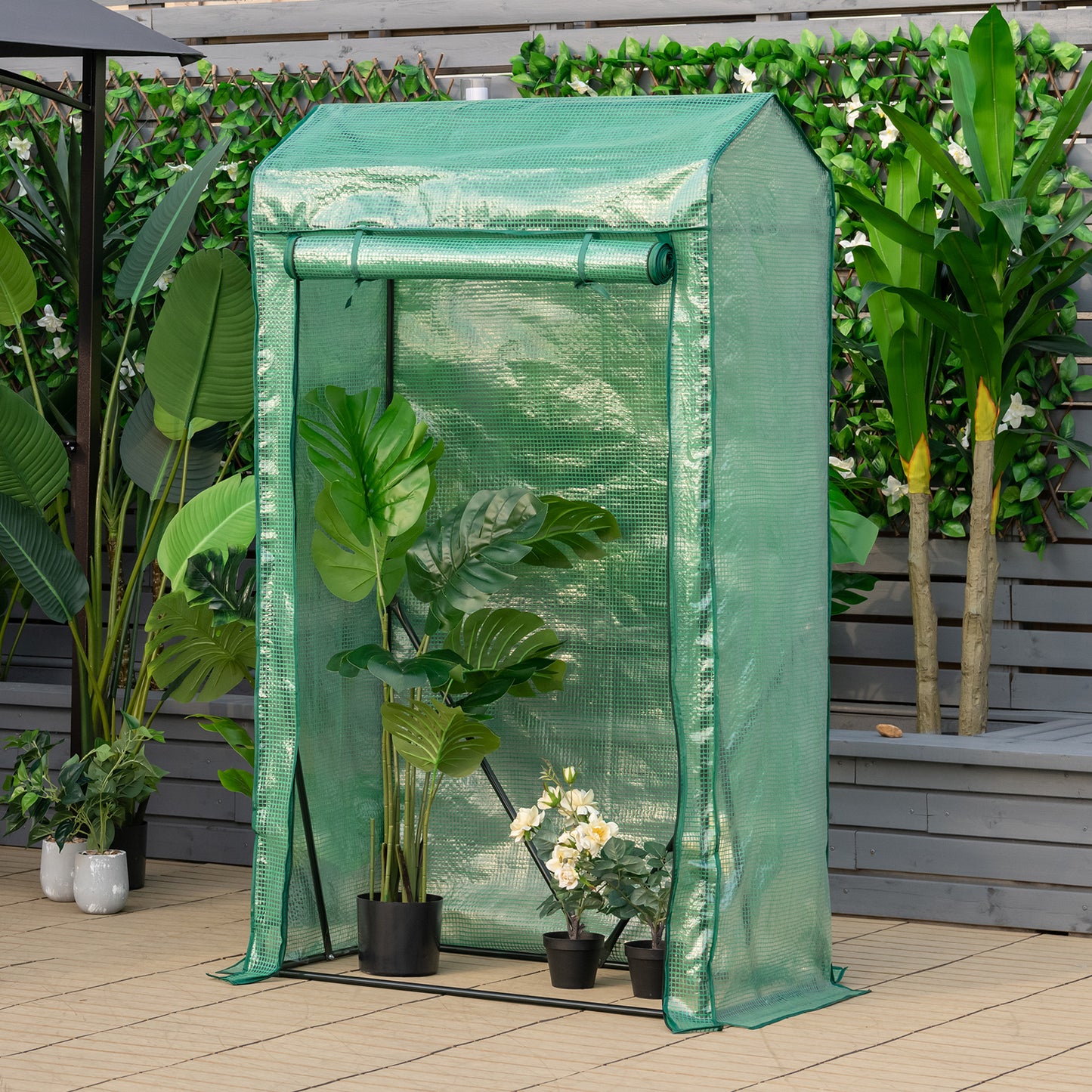 Walk-in Garden Greenhouse with Roll-up Zippered Door