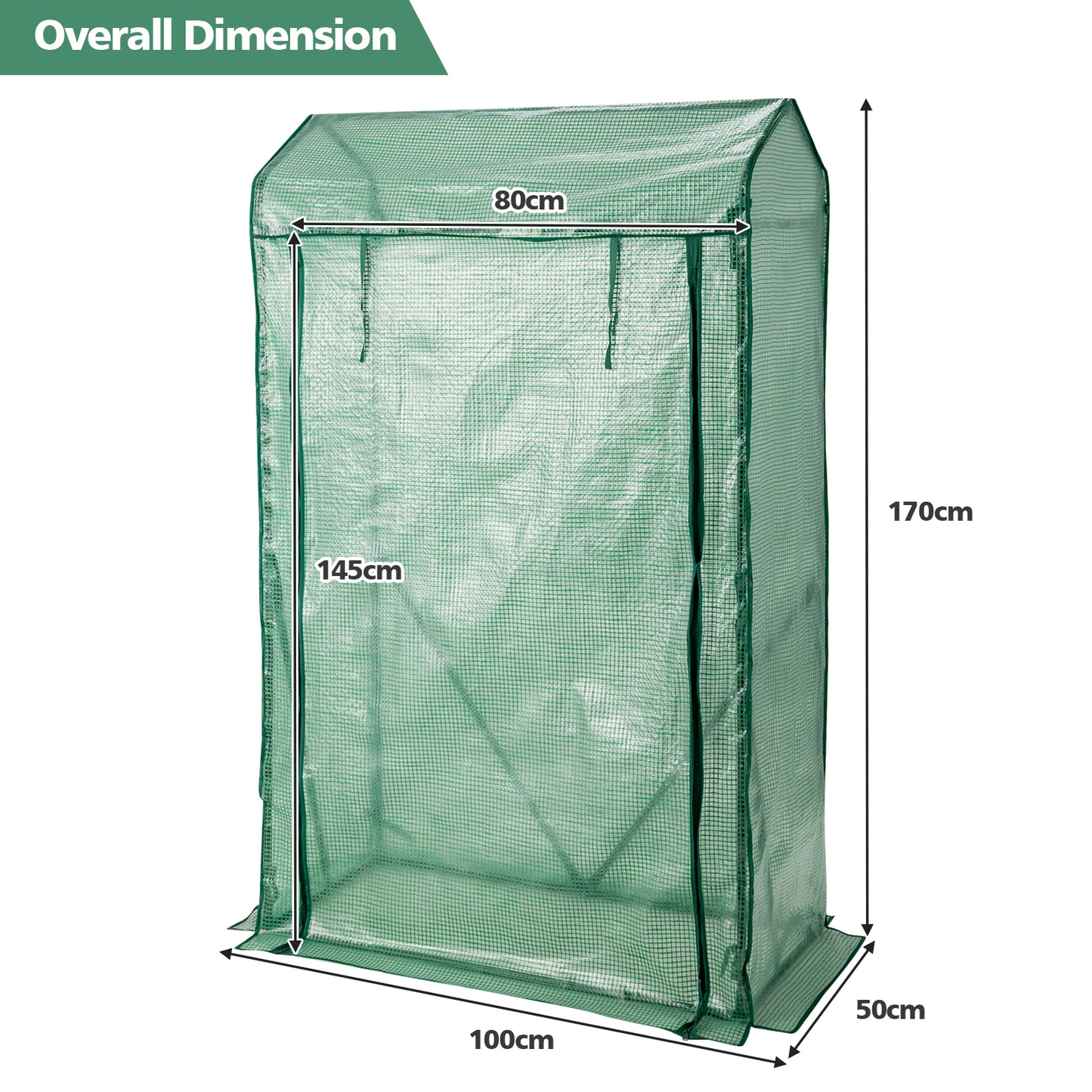 Walk-in Garden Greenhouse with Roll-up Zippered Door