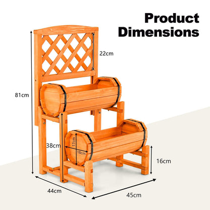 Raised Garden Bed with 2 Cylindrical Planter Boxes and Trellis-Orange