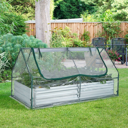 Galvanized Steel Raised Garden Bed with Mini Greenhouse Cover