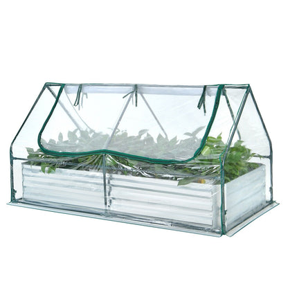 Galvanized Steel Raised Garden Bed with Mini Greenhouse Cover