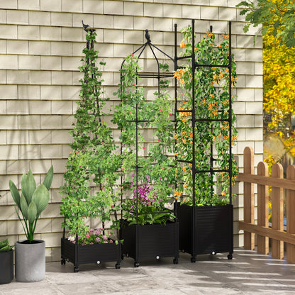 206 cm Garden Obelisk Trellis for Climbing Plants-Black