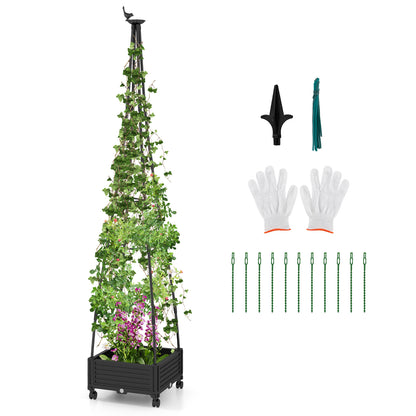 206 cm Garden Obelisk Trellis for Climbing Plants-Black