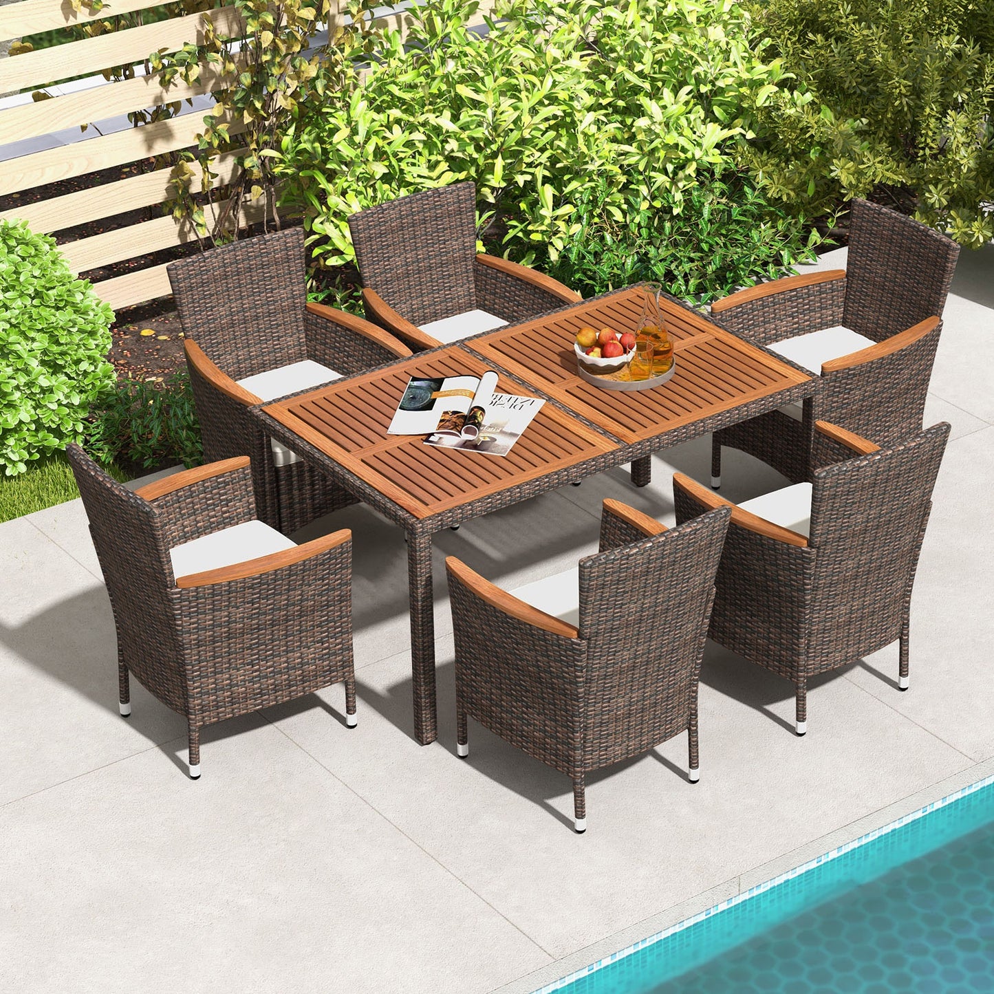 7 Pieces Garden Rattan Furniture Set