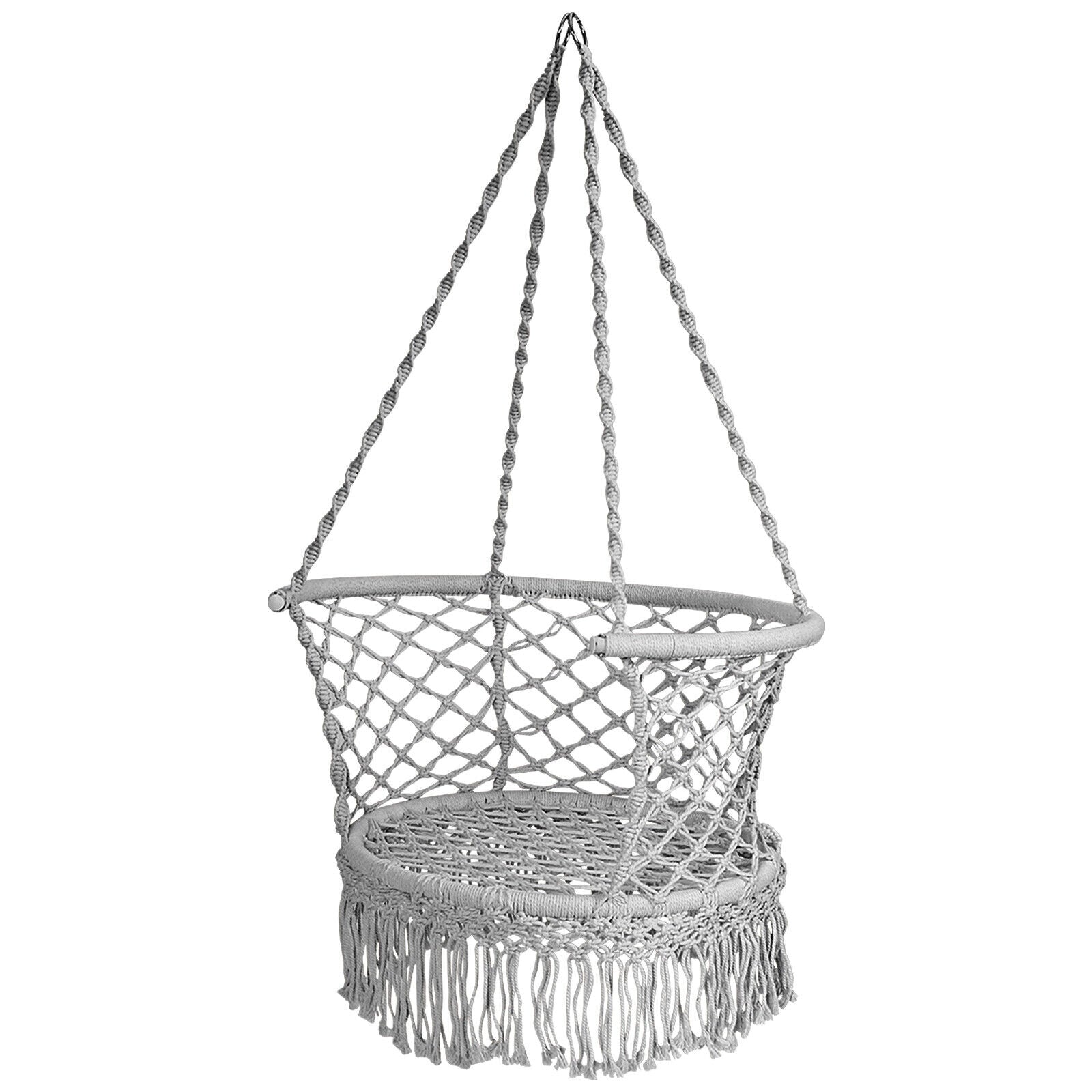 Hanging Swing Chair with Tassels-Grey