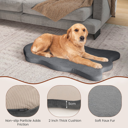 Large Dog Bed with Memory Foam Support and Removable Cover-Grey