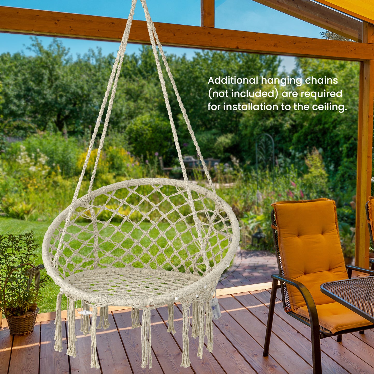 Hammock Chair Macrame Swing with LED Lights