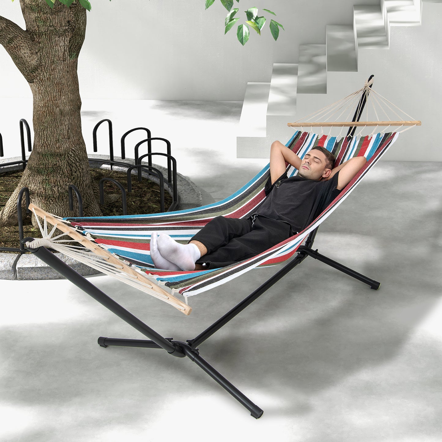 Hammock with Stand and Carrying Case-Multicolor